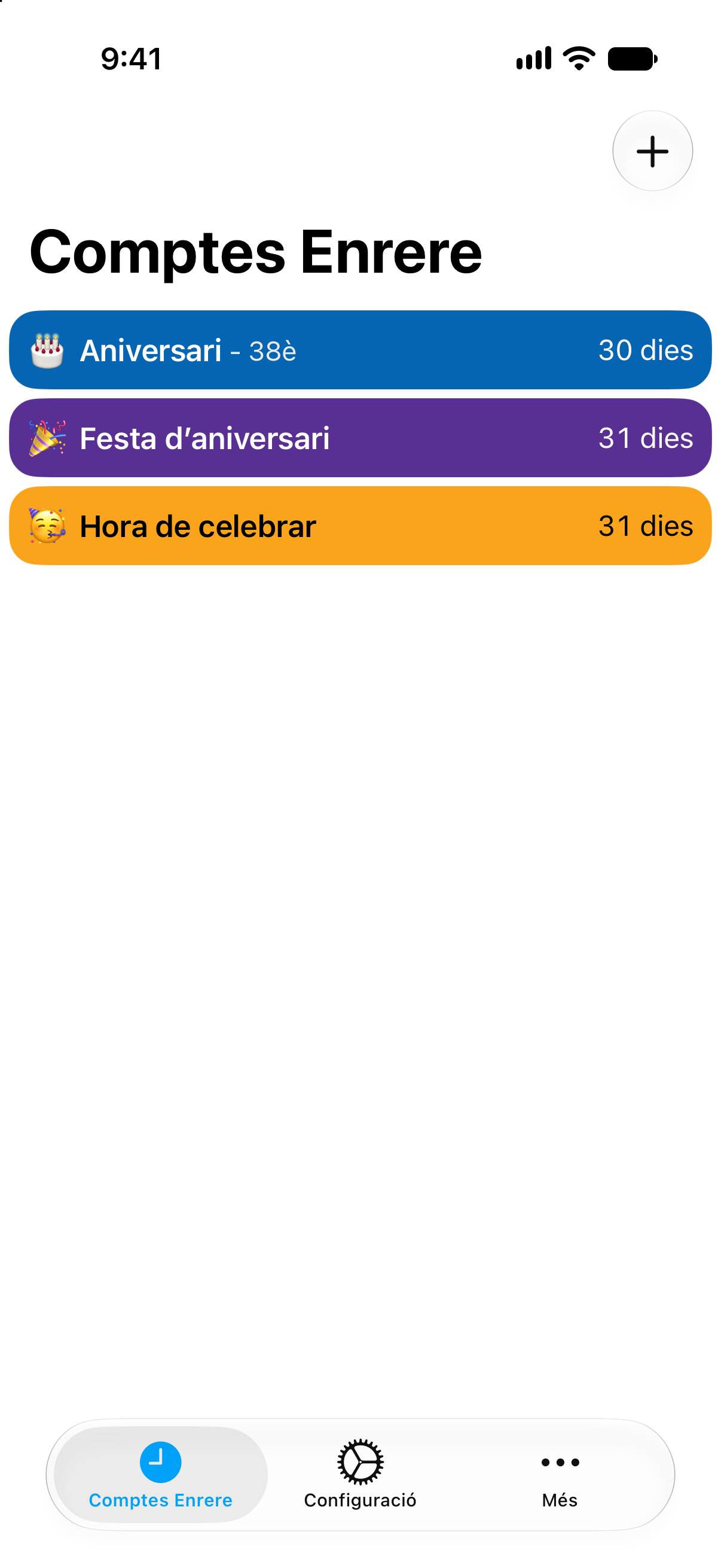 Comptes enrere de colors per a un aniversari i la seva festa a Comptes Enrere.