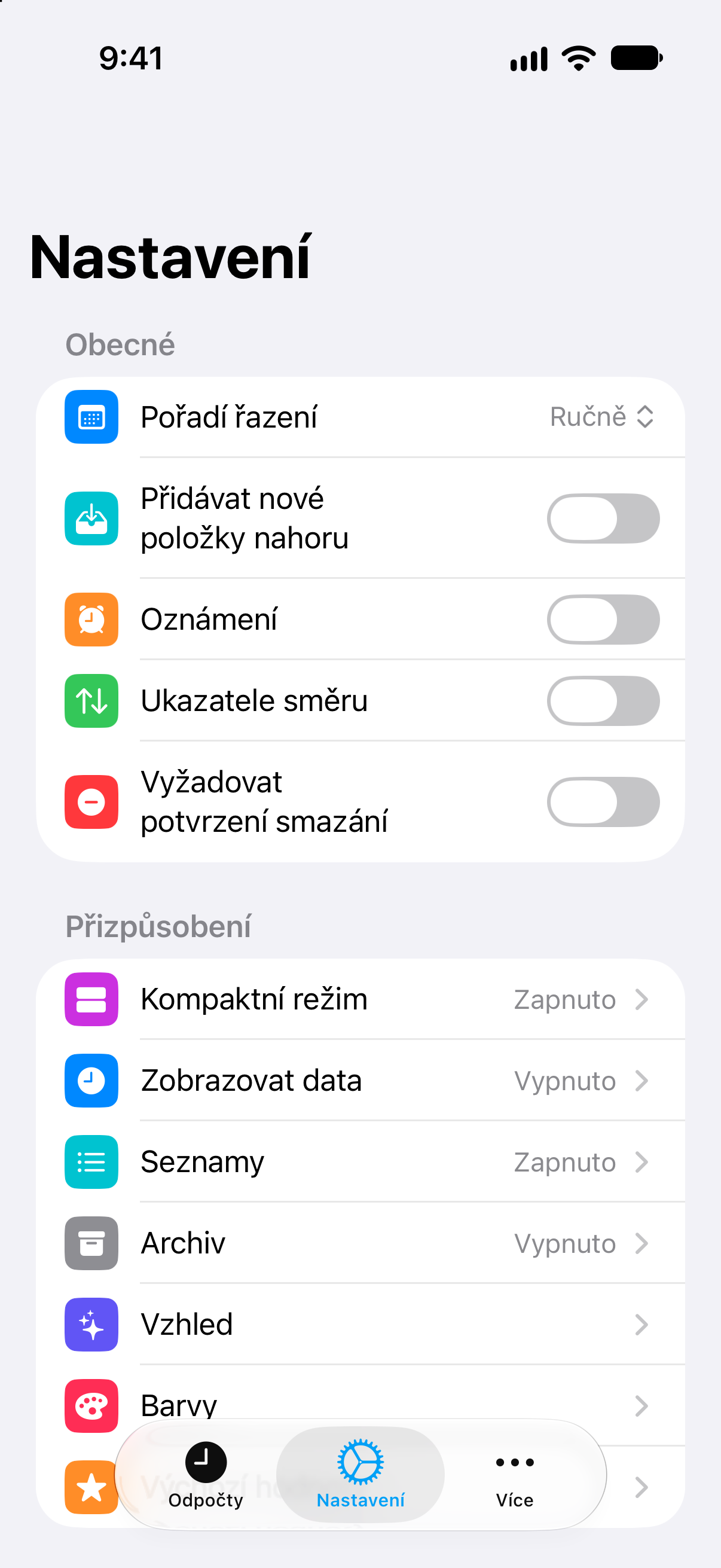 Odpočty — Nastavení s doživotním nákupem Pro.
