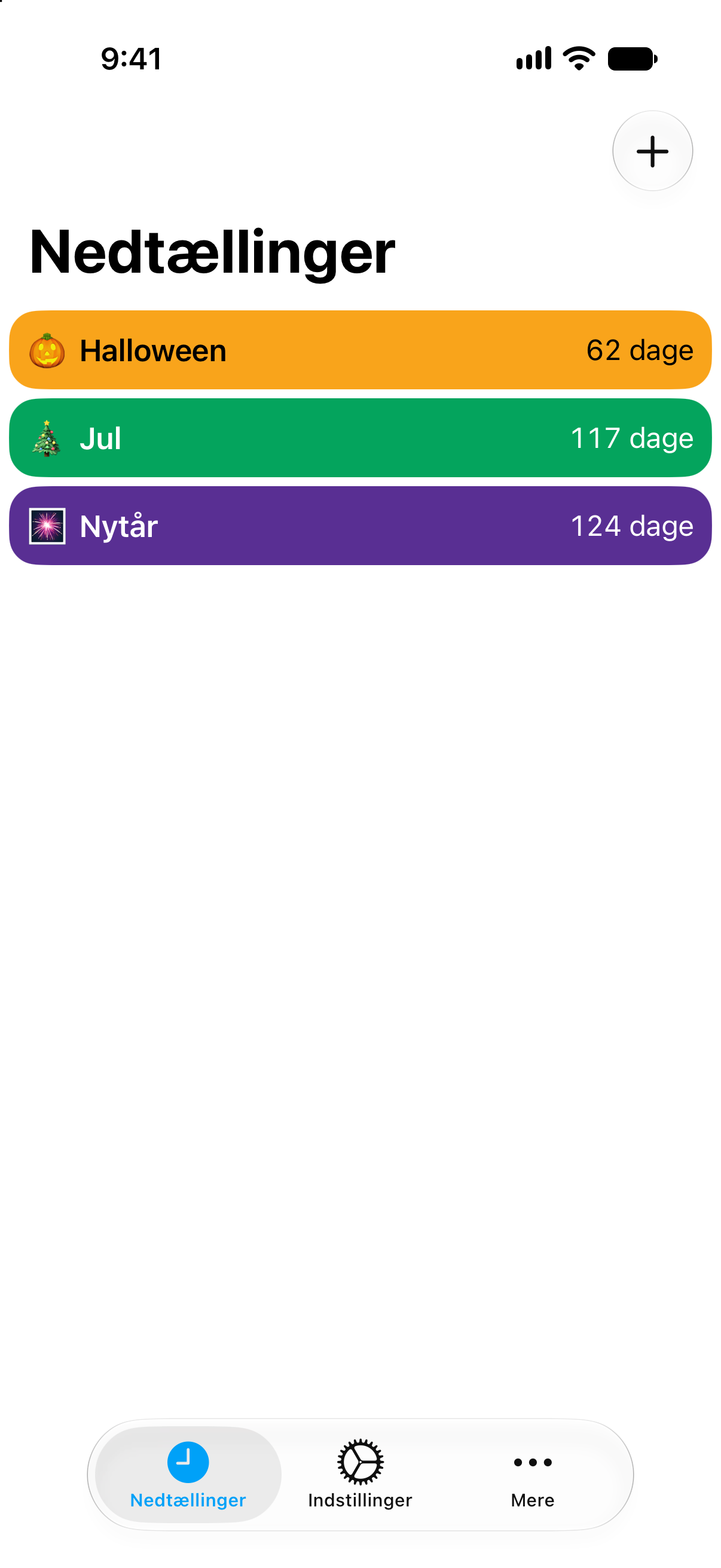 Farverige nedtællinger til helligdage i Nedtællinger.