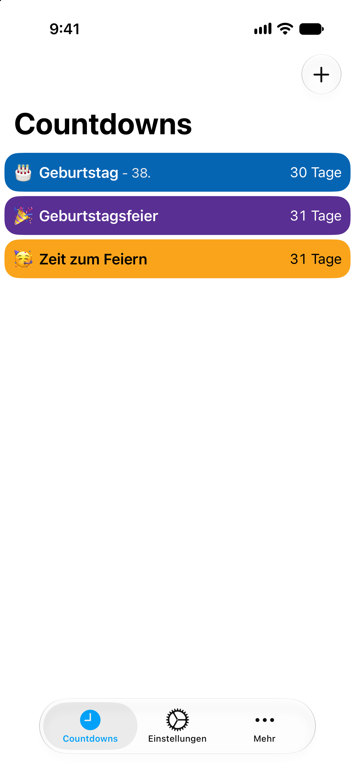 Bunte Countdowns zum Geburtstag und zur Geburtstagsfeier in Countdowns.