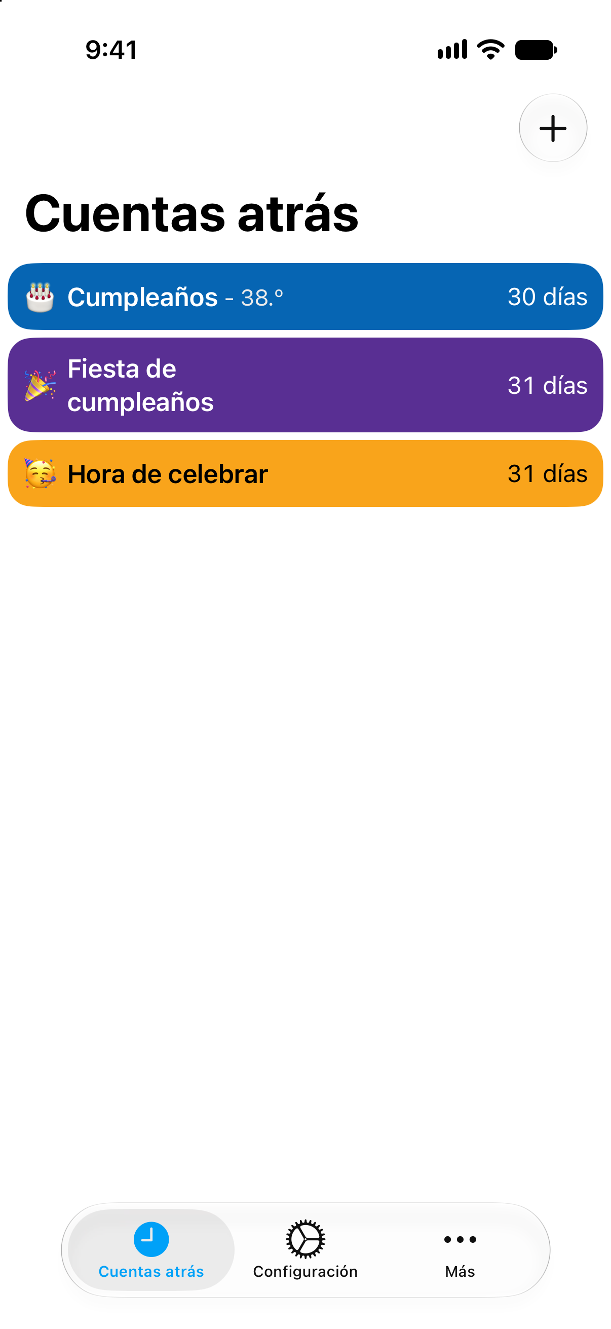 Cuentas atrás de colores para un cumpleaños y su fiesta en Cuentas atrás.