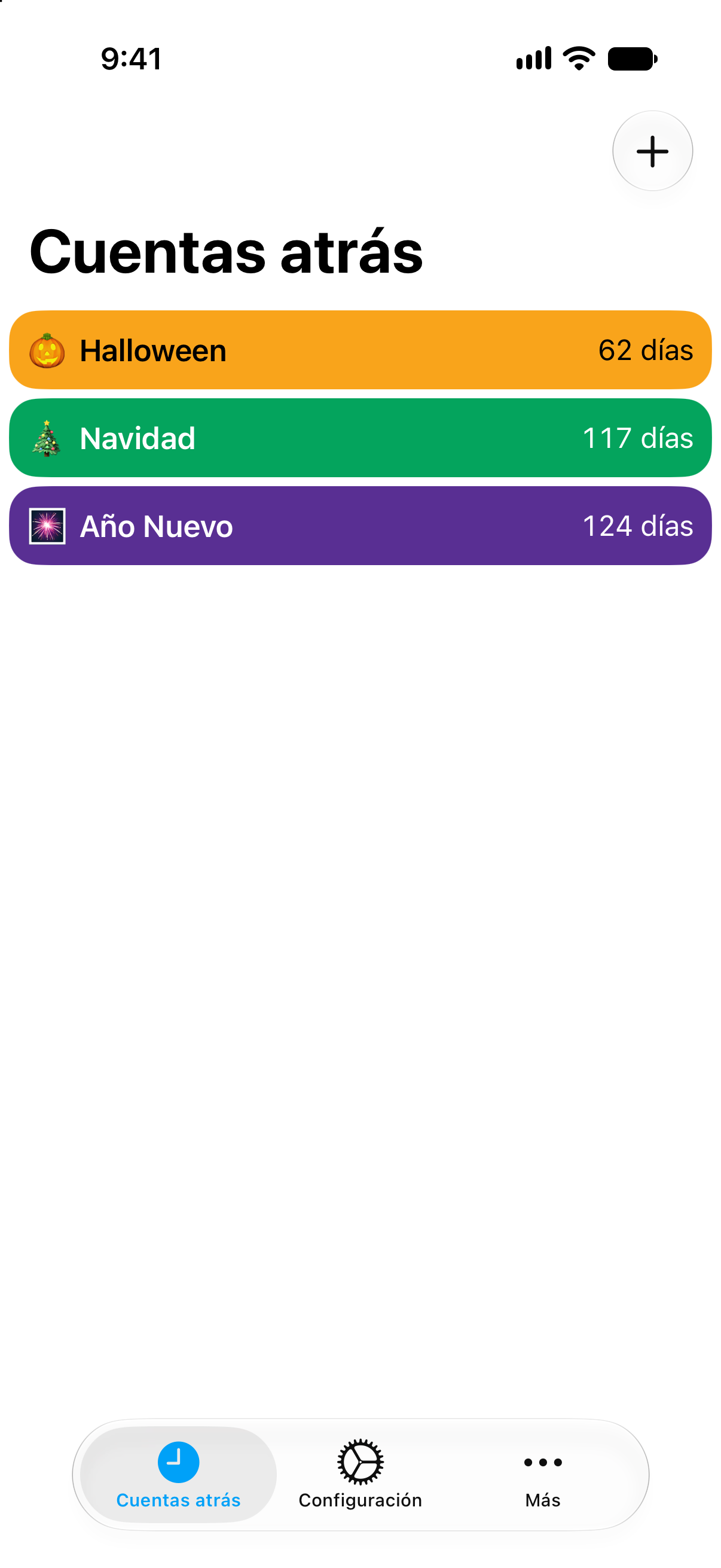 Cuentas atrás de colores para los festivos en Cuentas atrás.