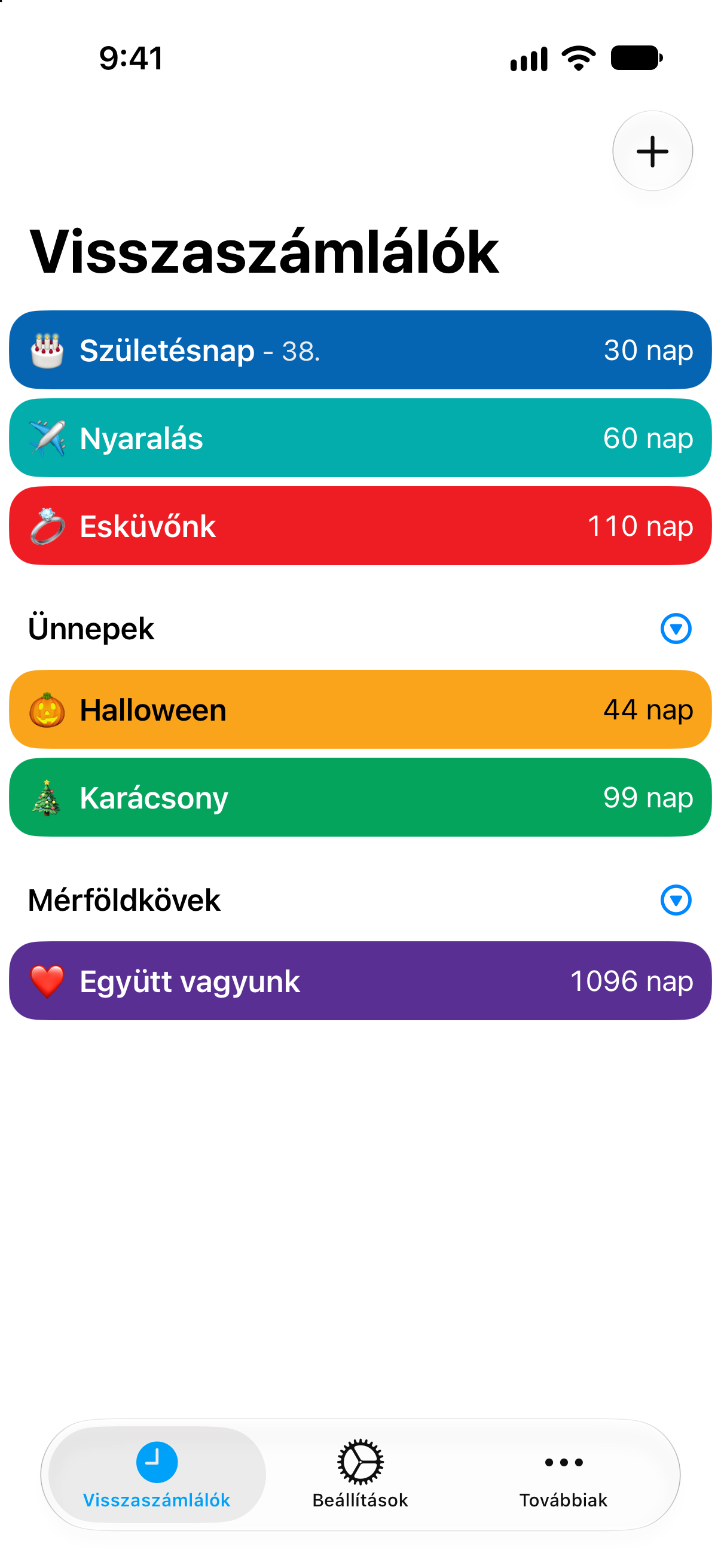 Visszaszámlálók — Visszaszámlálók különböző eseményszínekkel.