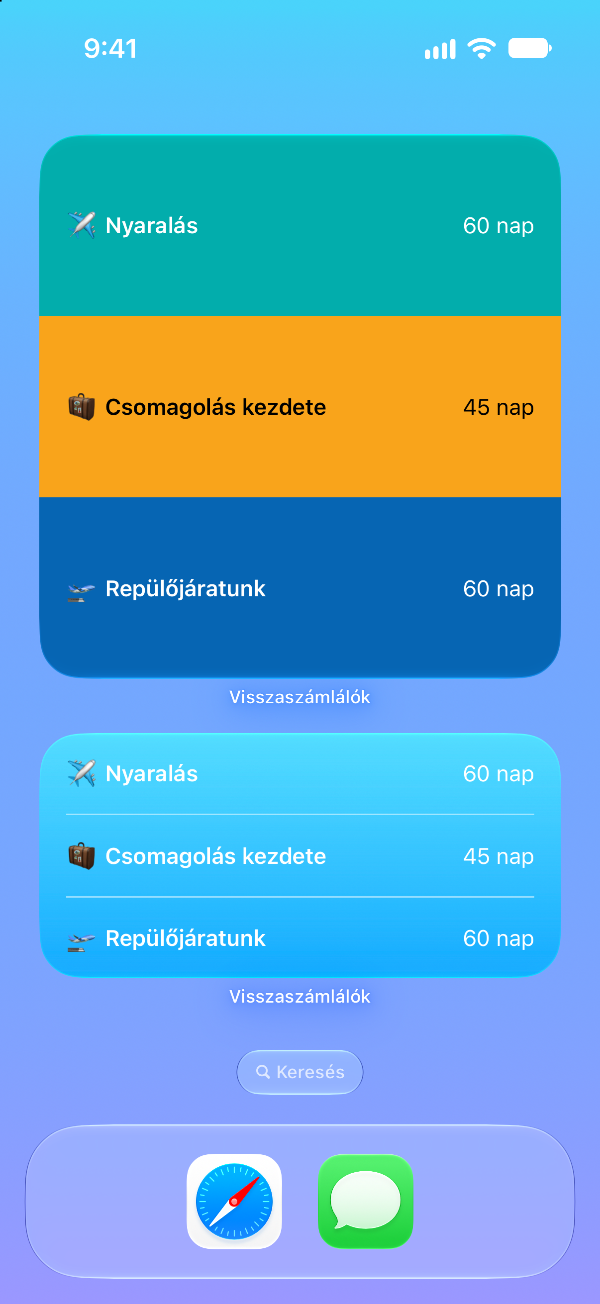 Visszaszámlálók — Visszaszámlálás a nyaralásig. Főképernyős widgetek a közelgő eseményekkel.