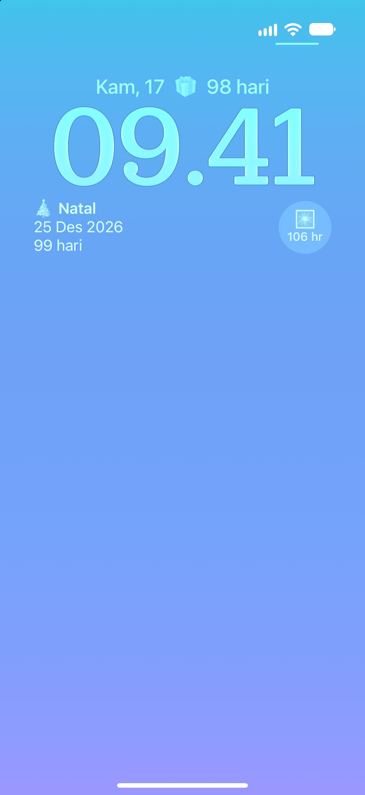 Hitung Mundur — Hitung mundur Natal. Widget Layar Terkunci dengan acara mendatang.