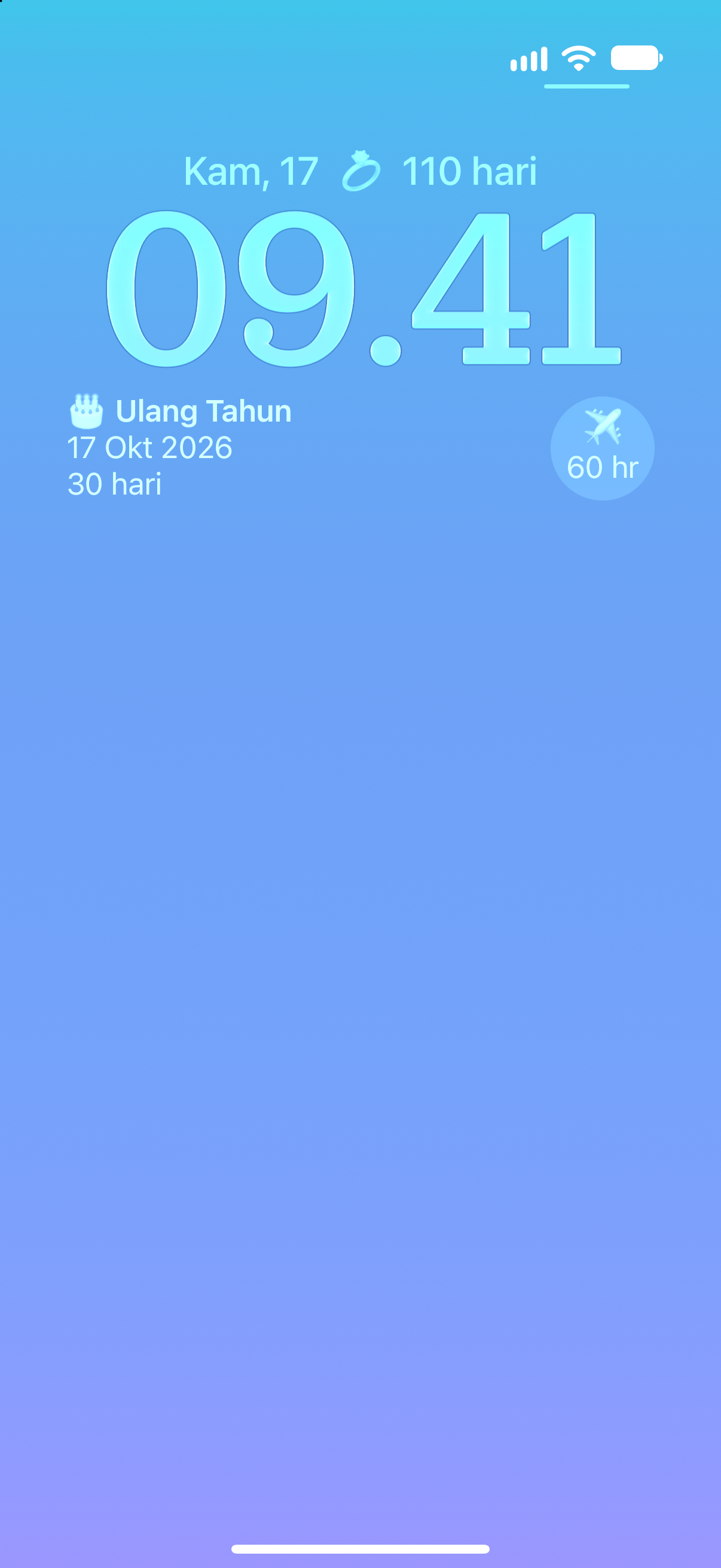 Hitung Mundur — Widget Layar Terkunci dengan acara mendatang.