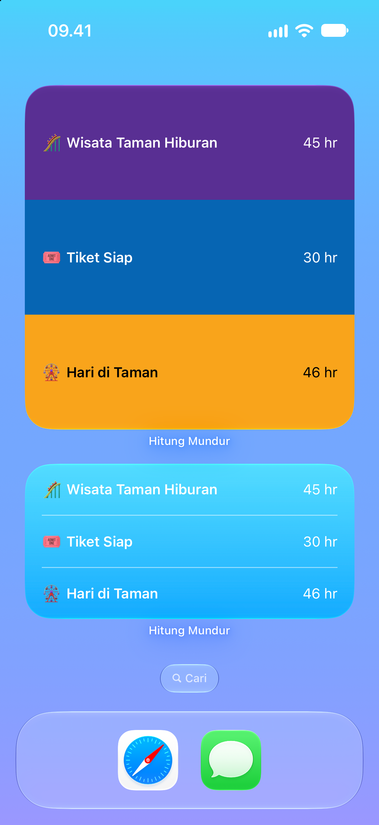 Hitung Mundur — Hitung mundur wisata taman hiburan. Widget Layar Utama dengan acara mendatang.