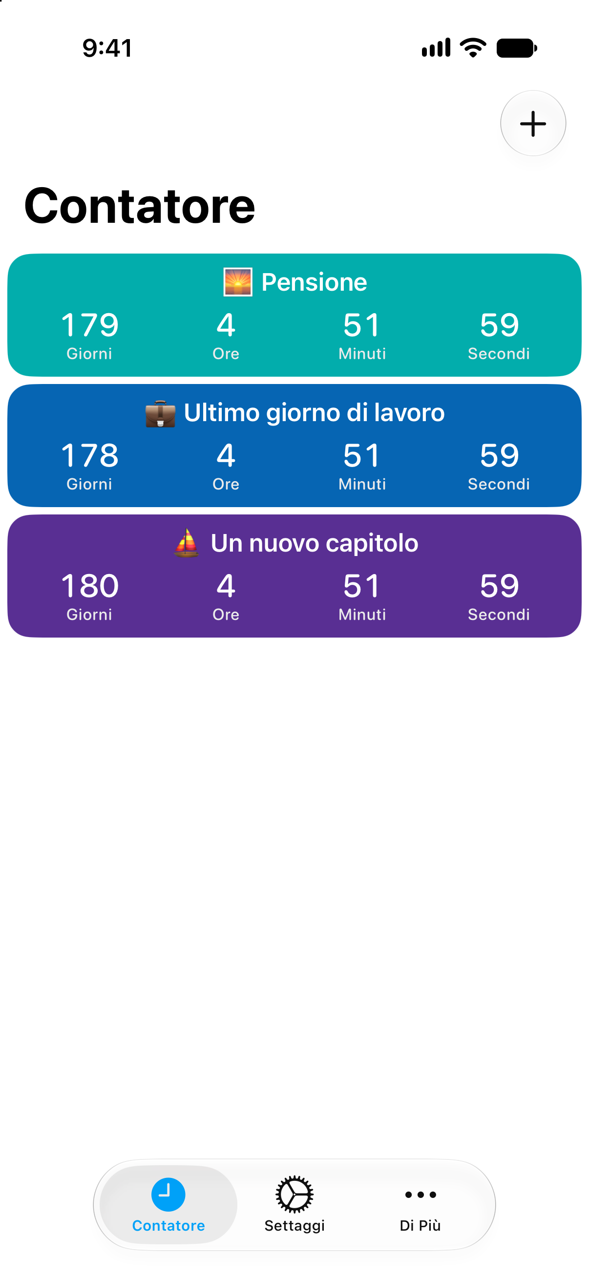 Conti alla rovescia dettagliati per la pensione e l’ultimo giorno di lavoro in Contatore.