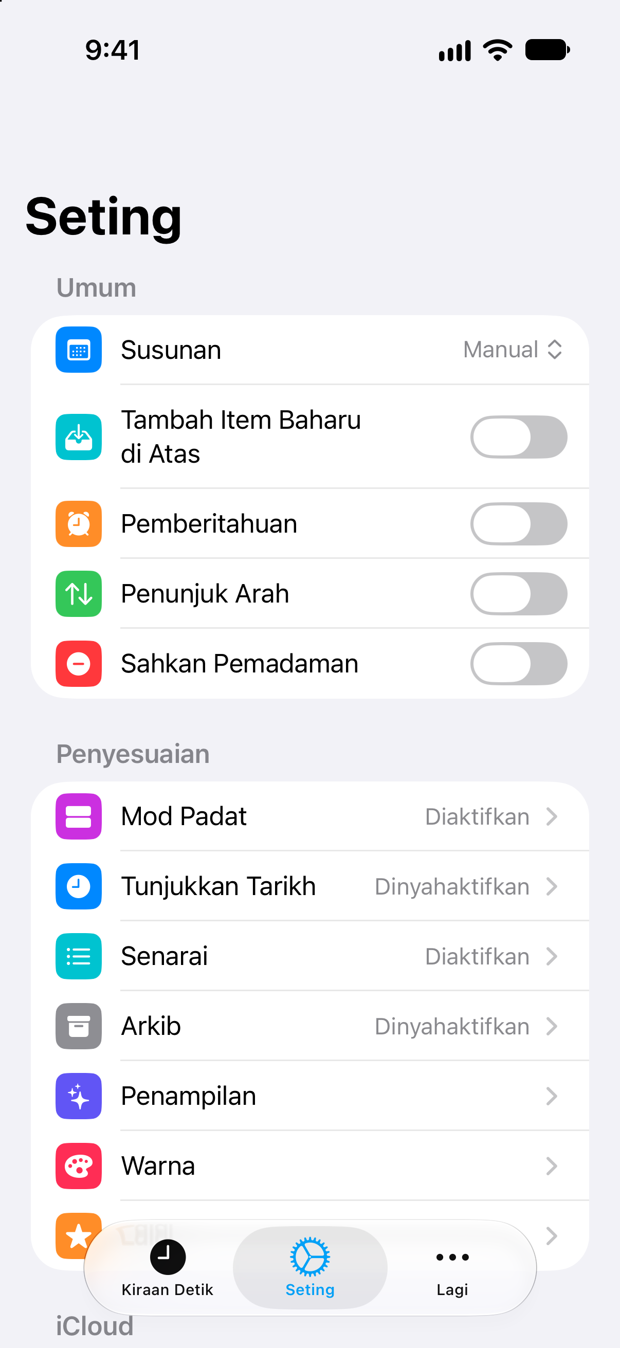 Kiraan Detik — Tetapan dengan pembelian Pro seumur hidup.