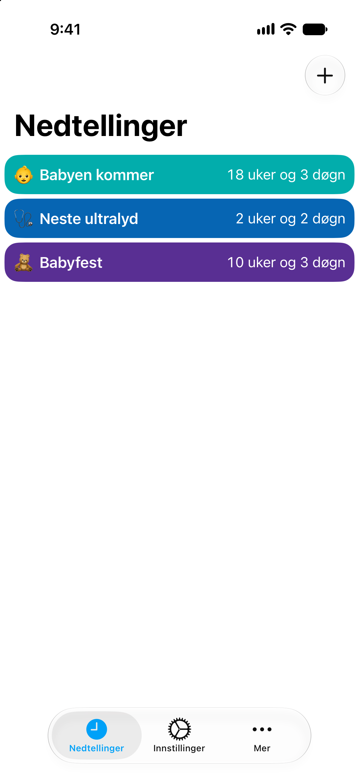 Graviditetsnedtellinger i Nedtellinger med uker og dager til babyen kommer.