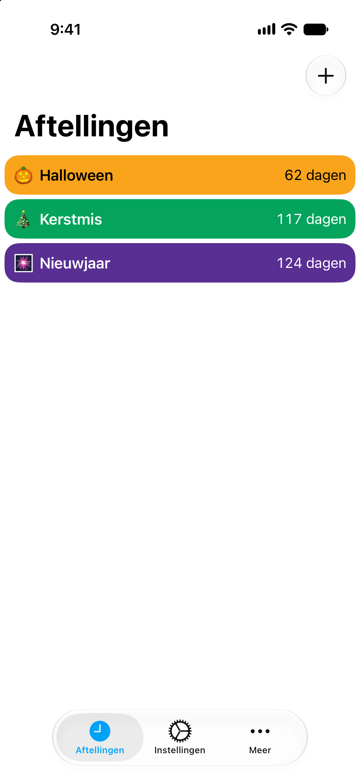 Kleurrijke aftellers voor feestdagen in Aftellingen.