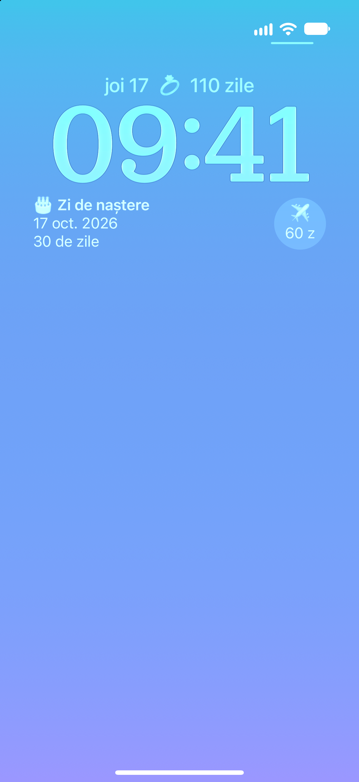 Numărători inverse — Widgeturi pe ecranul de blocare cu evenimente viitoare.