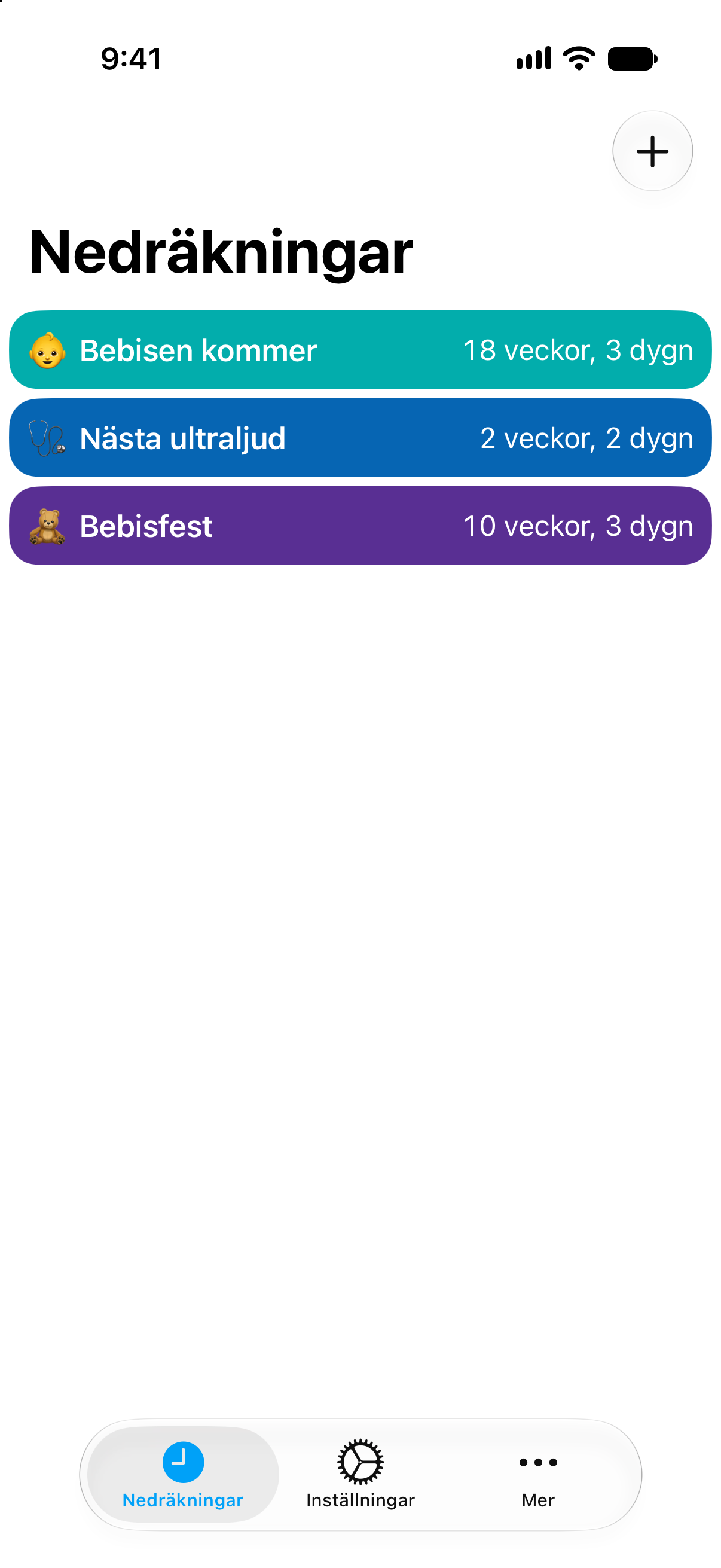 Graviditetsnedräkningar i Nedräkningar med veckor och dagar tills bebisen kommer.