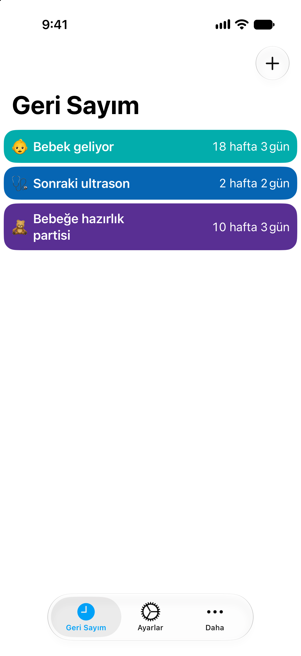 Geri Sayım’da bebeğin gelişine kalan hafta ve günleri gösteren hamilelik geri sayımları.