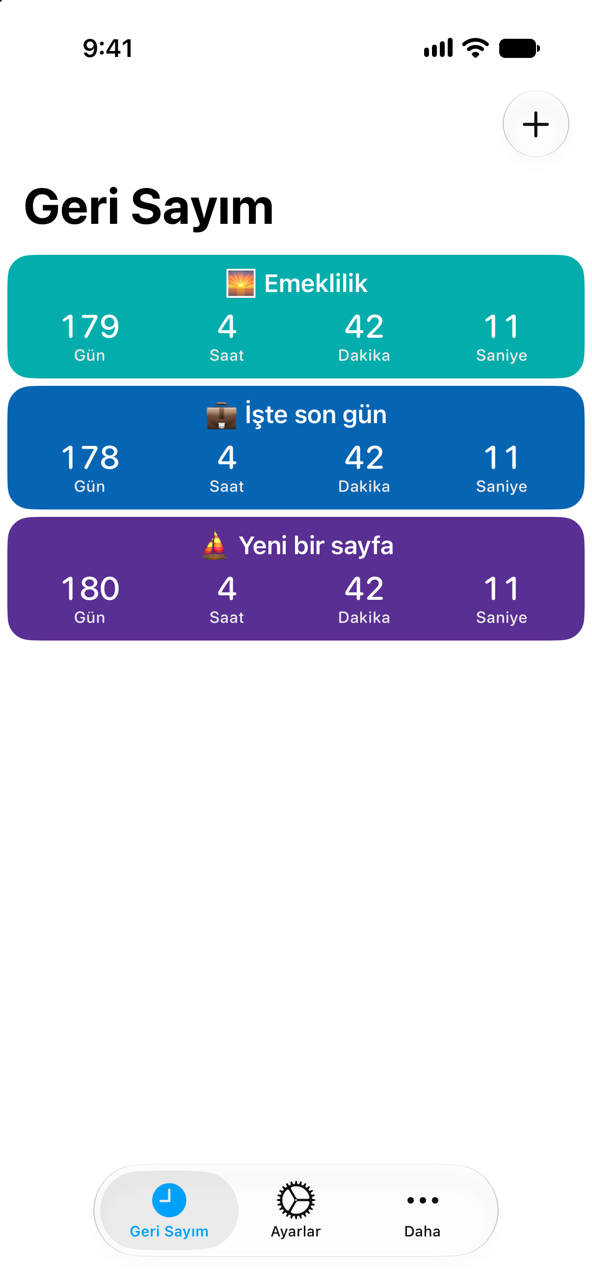 Geri Sayım’da emekliliğe ve son iş gününe yönelik ayrıntılı geri sayımlar.