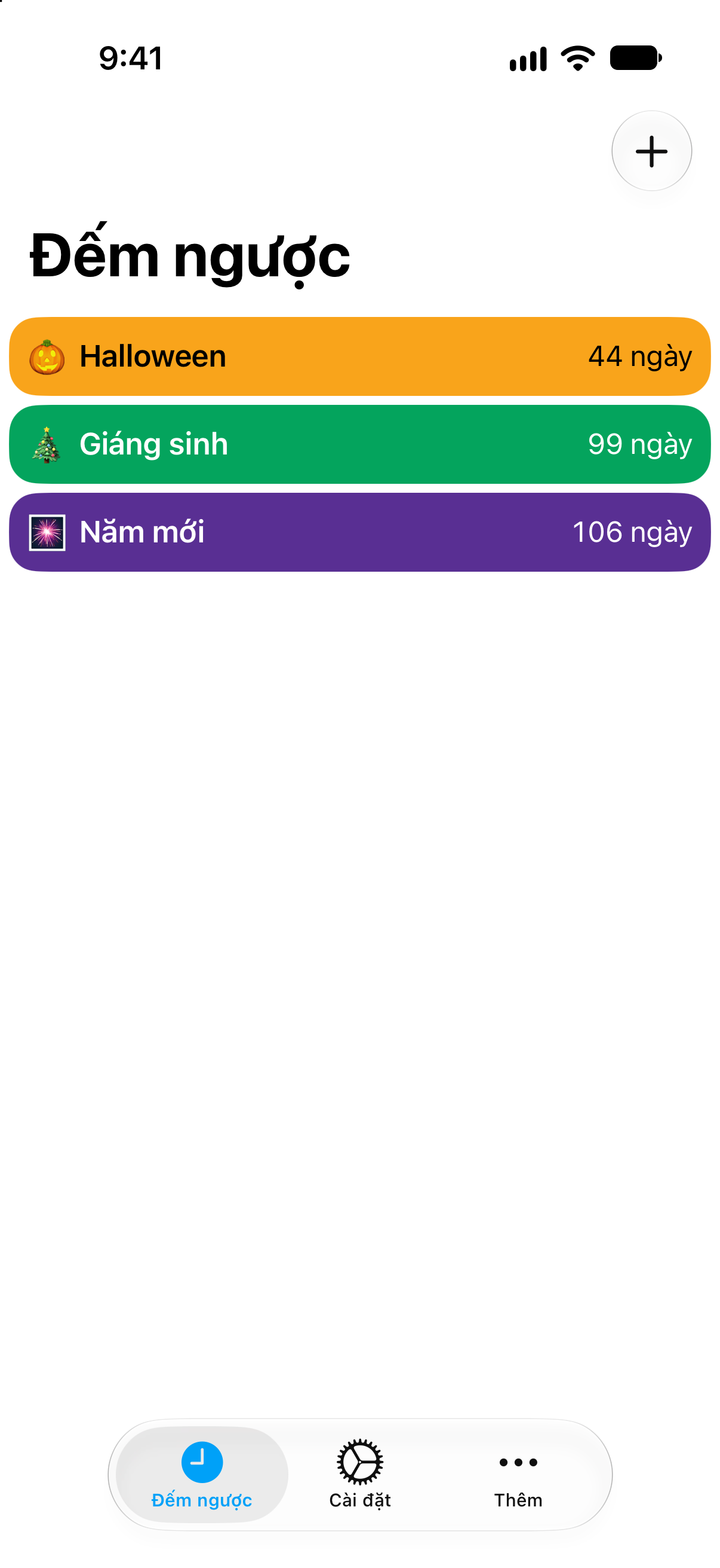 Đếm ngược — Đếm ngược đến ngày lễ. Danh sách đếm ngược chi tiết với thời gian còn lại.