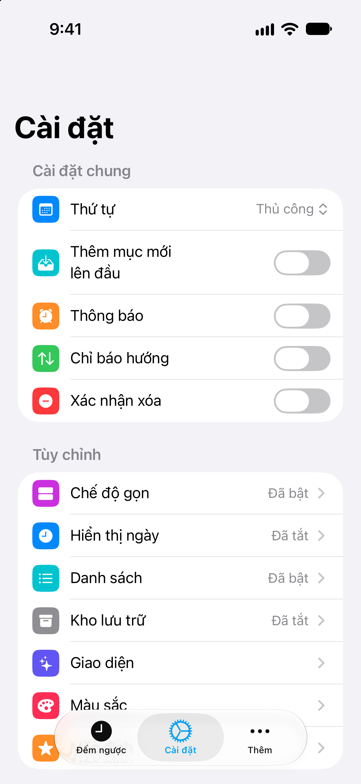 Đếm ngược — Cài đặt với gói mua Pro trọn đời.